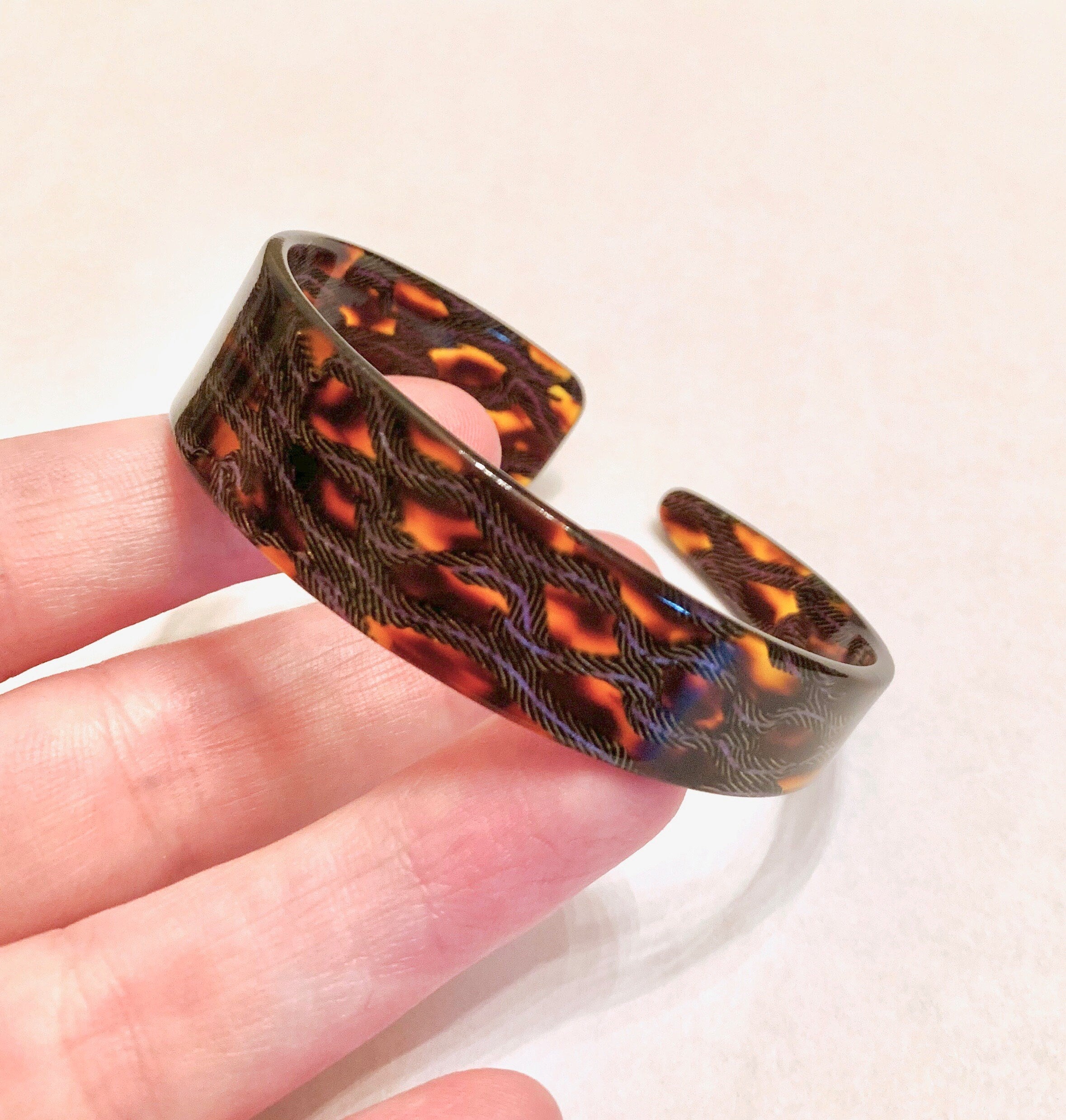 Skinny Tortoise Shell Cuff Stack Bracelet |Made From  Italian Cellulose Acetate Handmade in the USA| Tortoise Bracelet