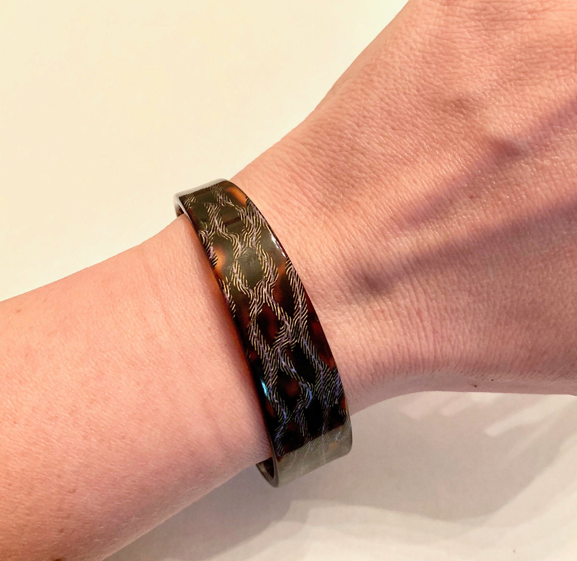 Skinny Tortoise Shell Cuff Stack Bracelet |Made From  Italian Cellulose Acetate Handmade in the USA| Tortoise Bracelet