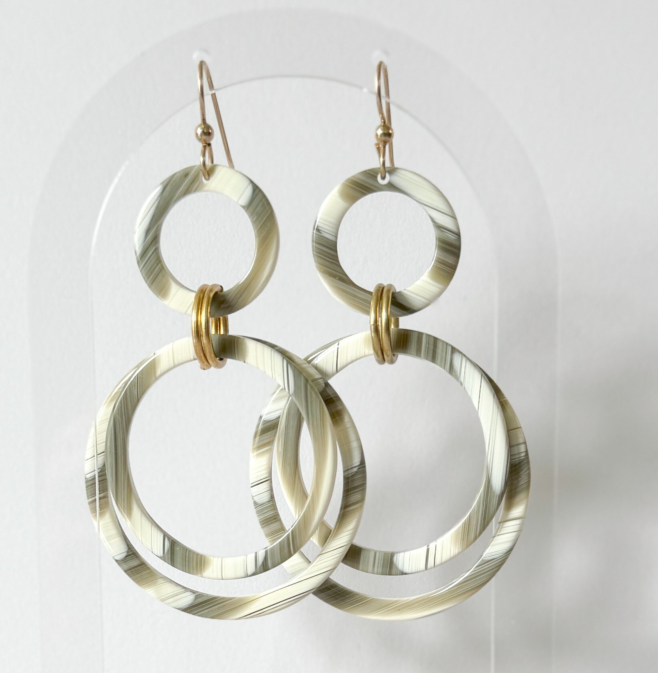 Faux Horn Statement Hoop Drop Earring Handmade From Italian Cellulose Acetate