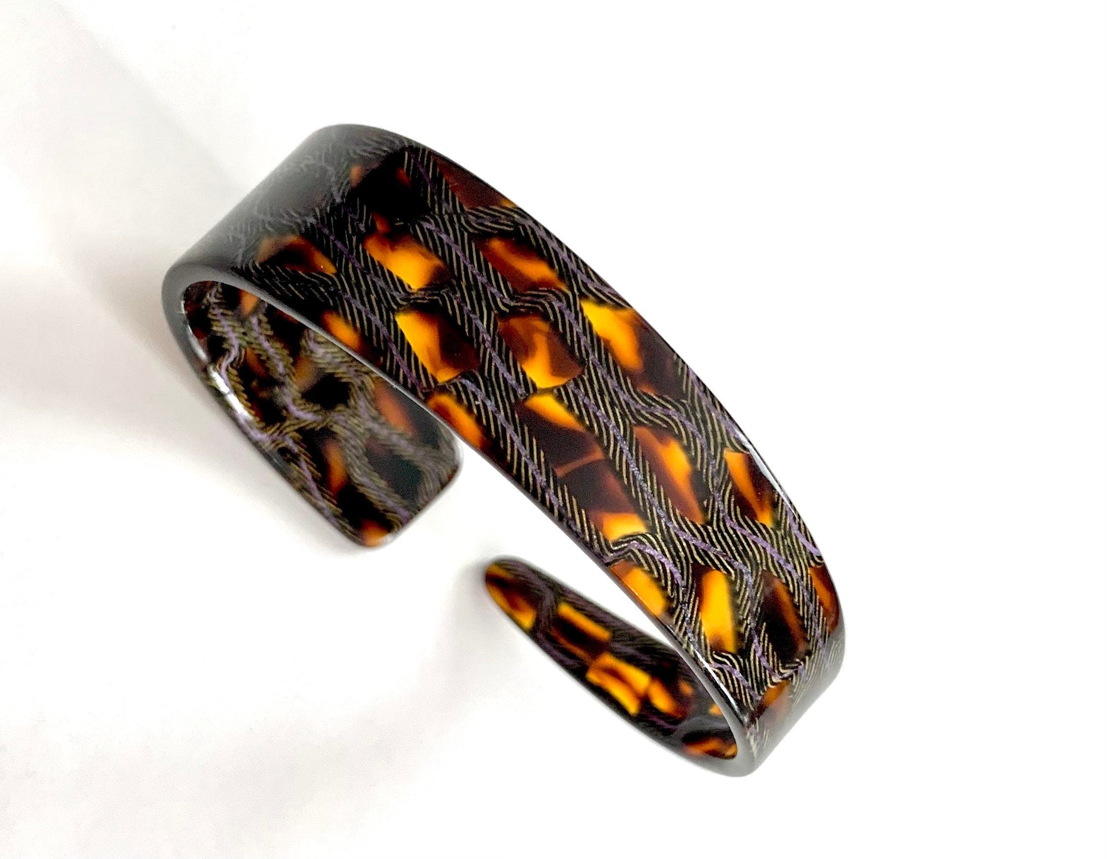 Skinny Tortoise Shell Cuff Stack Bracelet |Made From  Italian Cellulose Acetate Handmade in the USA| Tortoise Bracelet