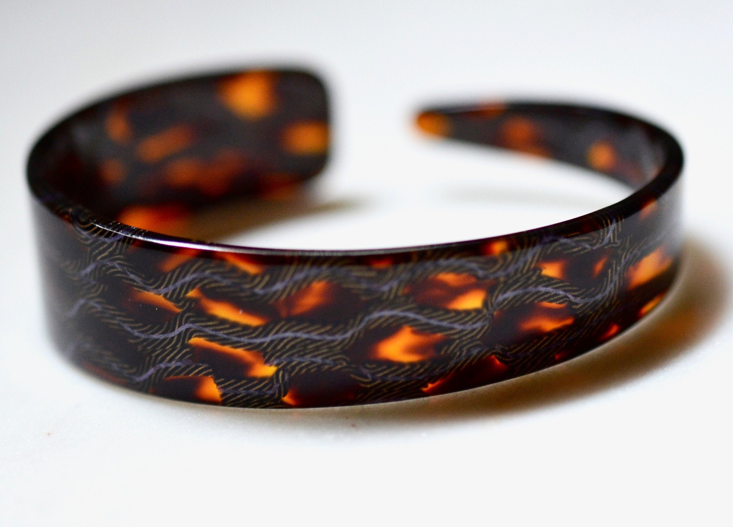 Skinny Tortoise Shell Cuff Stack Bracelet |Made From  Italian Cellulose Acetate Handmade in the USA| Tortoise Bracelet