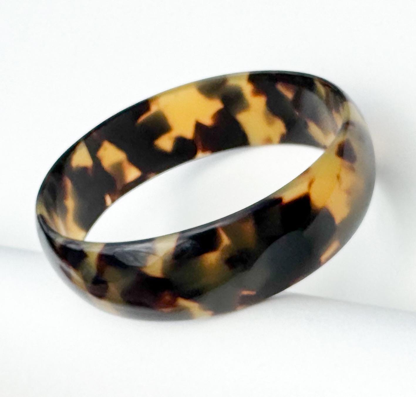 Chunky Tortoise Shell Bangle Bracelet Hand Crafted from Italian Cellulose Acetate
