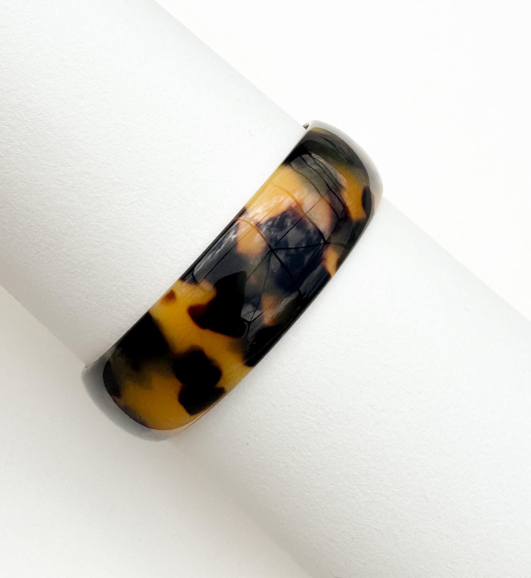 Chunky Tortoise Shell Bangle Bracelet Hand Crafted from Italian Cellulose Acetate