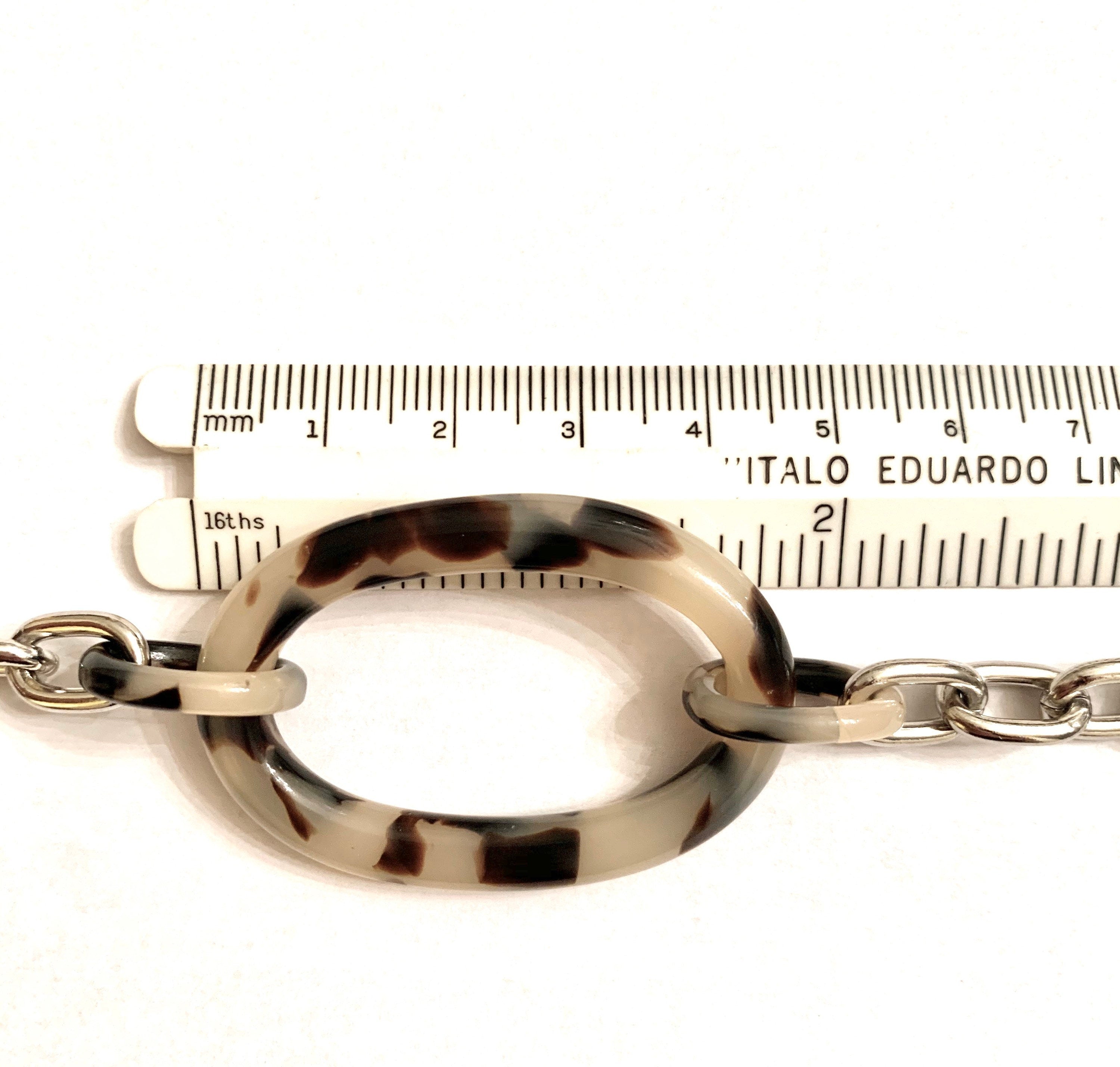 Blonde Tortoise Shell and Metal Choker Length Chunky Chain | Repurposed from Italian Cellulose Acetate Links | Made in USA | Free Shipping