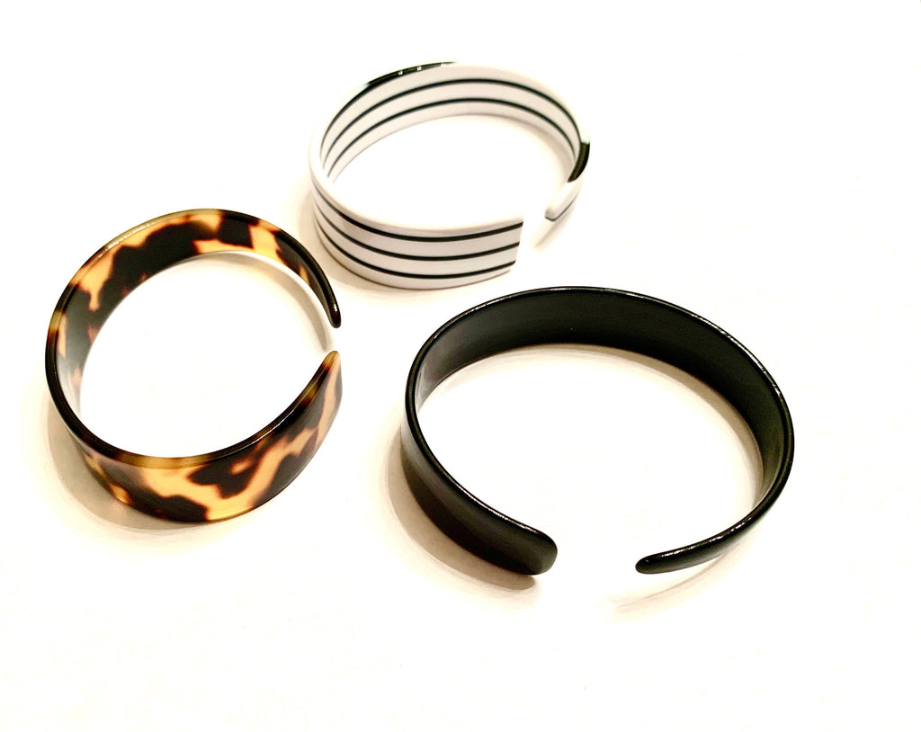 Black Cuff Bracelet Skinny Italian Acetate Cuff Bracelet Available Handmade in the USA| Acrylic Cuff Bracelet