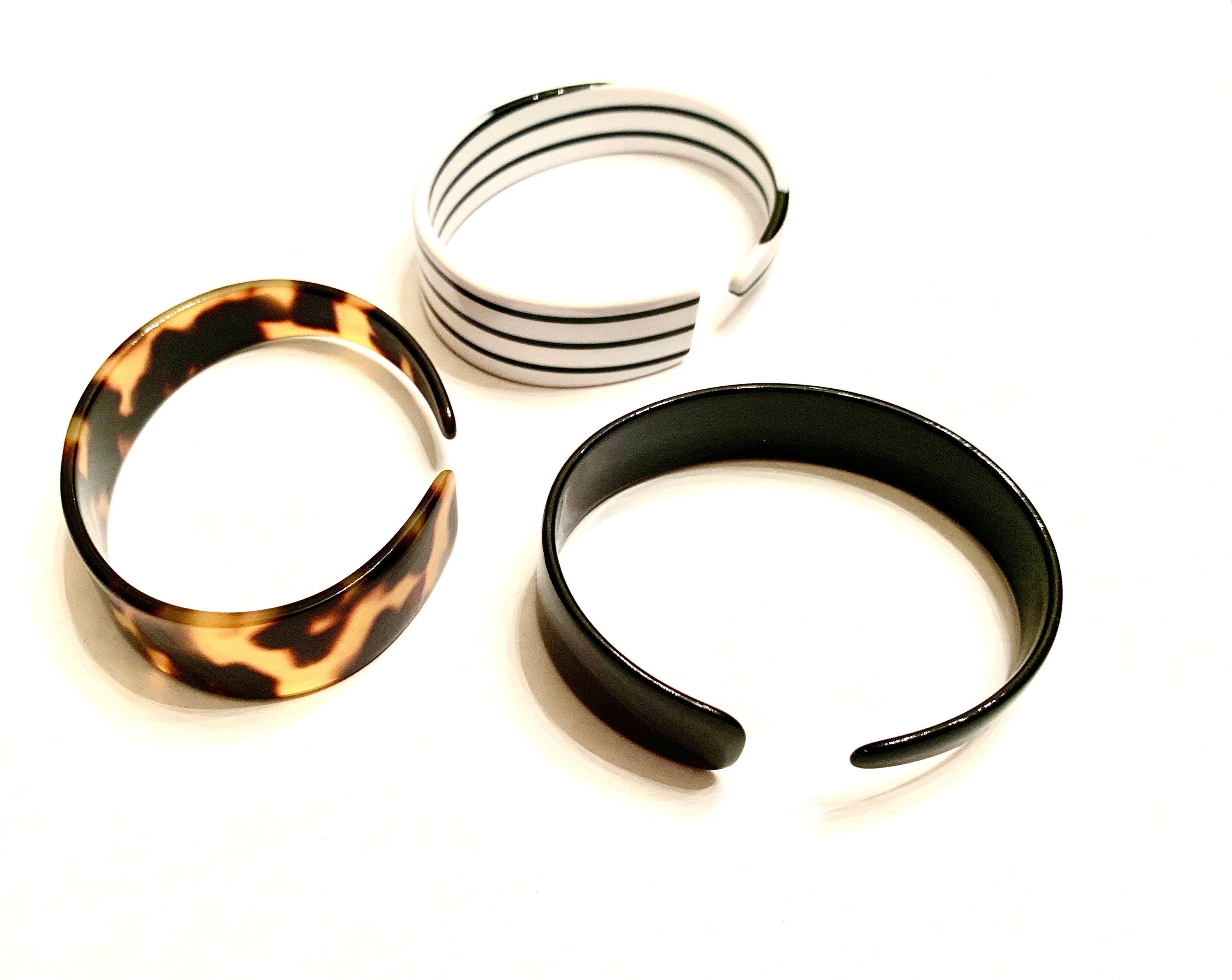 Black Cuff Bracelet Skinny Italian Acetate Cuff Bracelet Available Handmade in the USA| Acrylic Cuff Bracelet