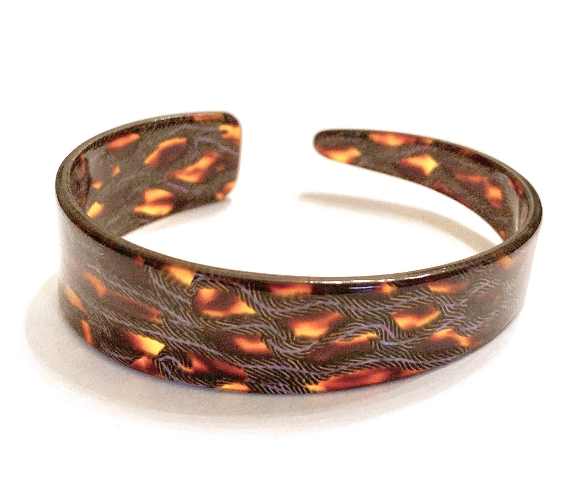 Skinny Tortoise Shell Cuff Stack Bracelet |Made From  Italian Cellulose Acetate Handmade in the USA| Tortoise Bracelet