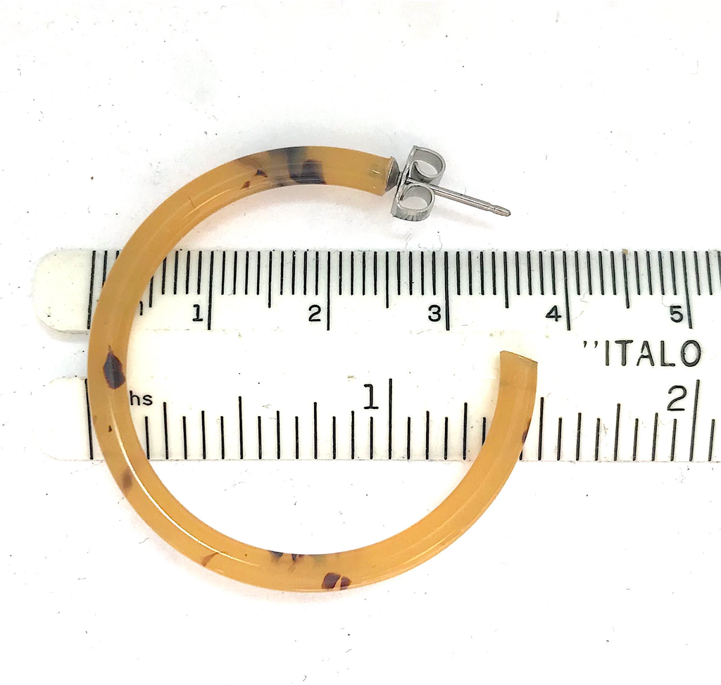 1.5” Caramel Tortoise Skinny Hoop Earring Handmade in NYC From Italian Cellulose Acetate