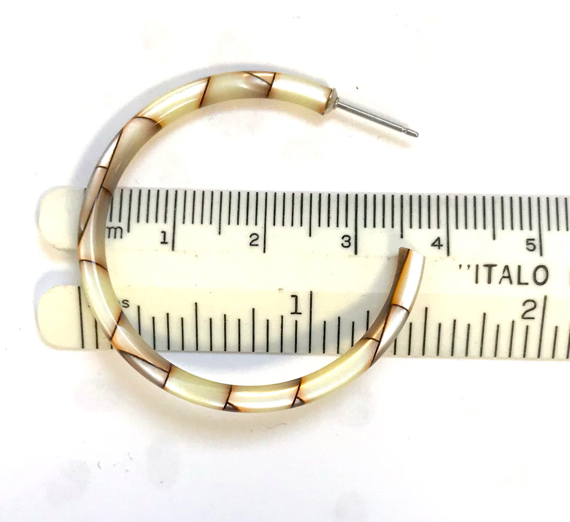 1.5” Blonde Iridescent Tortoise Skinny Hoop Earring Handmade in NYC From Italian Cellulose Acetate (Copy)